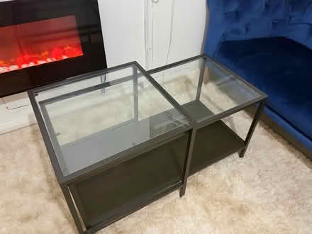 Photo of free Black glass coffee table and matching side table (Stechford B33) #2