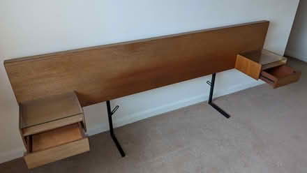 Photo of free Wooden bed headboard with integrated side tables/drawers (Crosslee PA6) #1