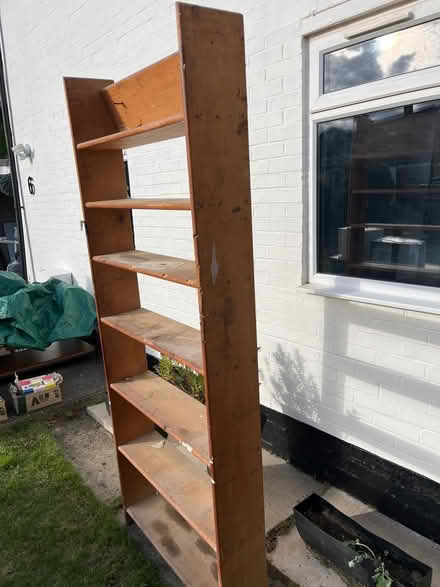 Photo of free Tall wood shelves (Letchworth Sg6) #2