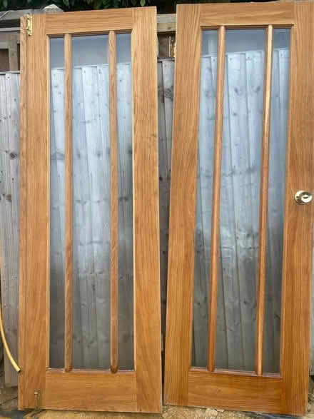 Photo of free Wooden glass double door (Mortlake SW13) #1
