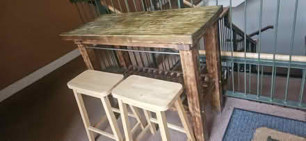 Photo of free High Table and 2 high chairs wood (Adamstown Lucan) #3