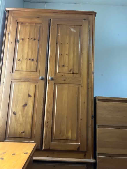 Photo of free Pine wardrobe, 2 doors not that big (Romford) #3