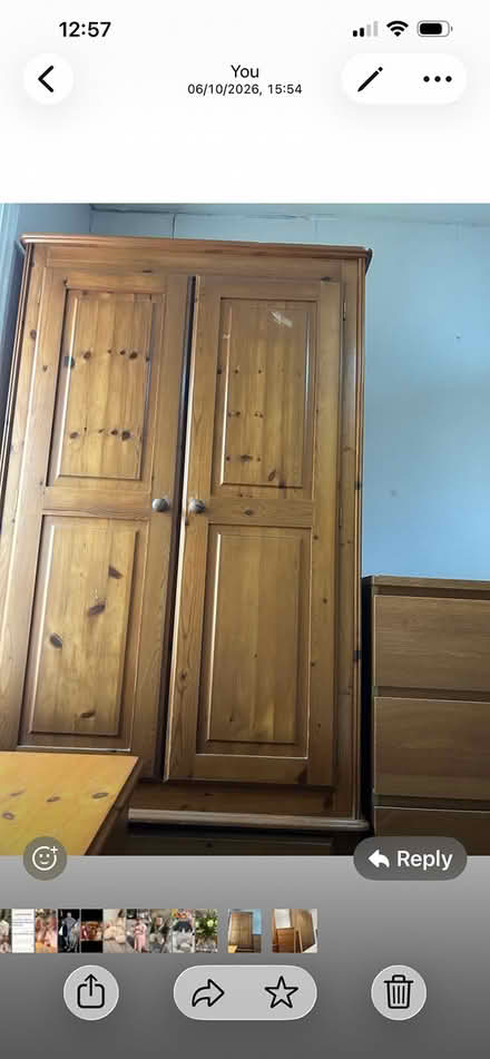 Photo of free Pine wardrobe, 2 doors not that big (Romford) #2