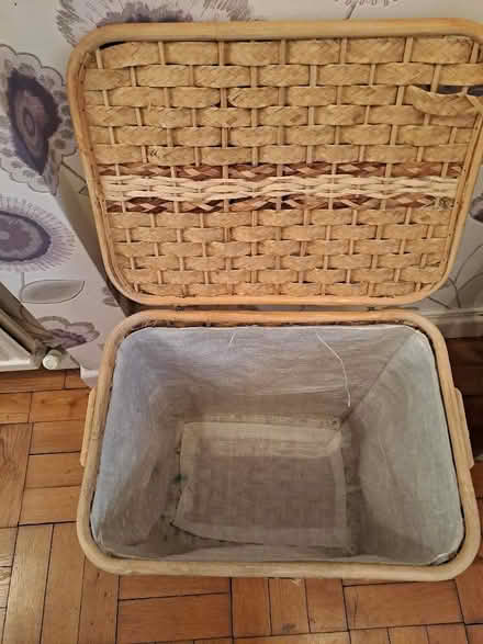 Photo of free Large lined wicker basket (Harefield SO19) #2