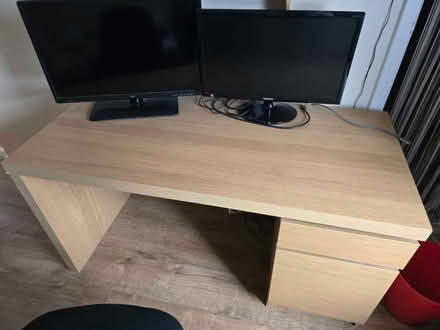 Photo of free Full sized Ikea Oak Wood Desk with side drawers (West Boldon NE35) #1