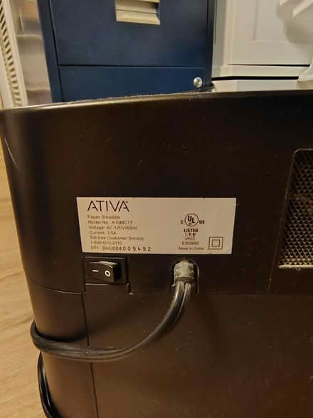 Photo of free Ativa Shredder for Repair or Parts (Palm Harbor/Tarpon Springs) #2