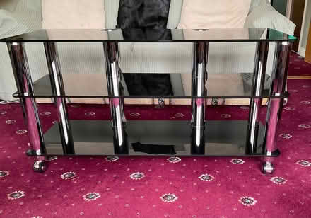 Photo of free Black Glass and Chrome TV Table (Plymstock, PL9) #2