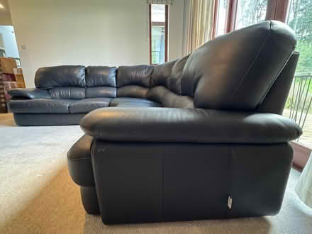 Photo of free Large black leather corner sofa (Blackburn AB21) #2