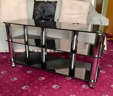 Photo of free Black Glass and Chrome TV Table (Plymstock, PL9) #1