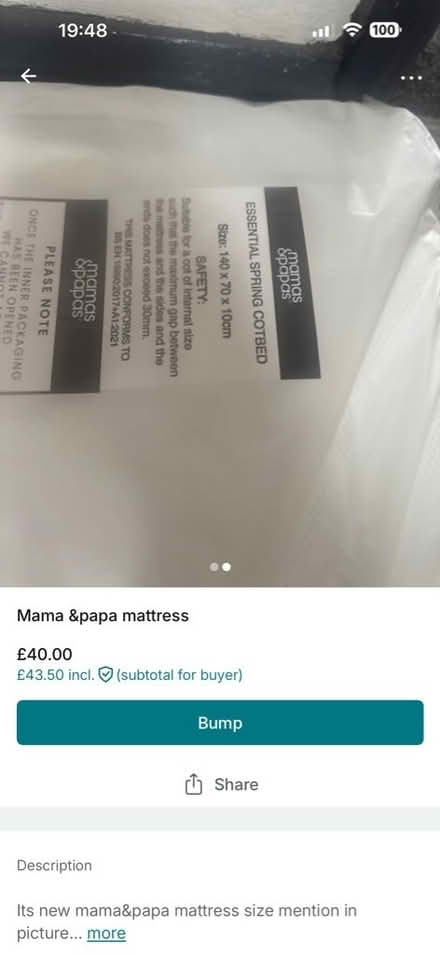 Photo of free Cot mattress (Cinderhill NG8) #1