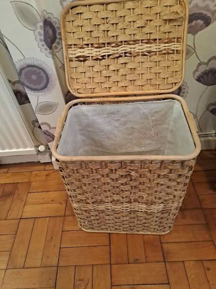 Photo of free Large lined wicker basket (Harefield SO19) #1