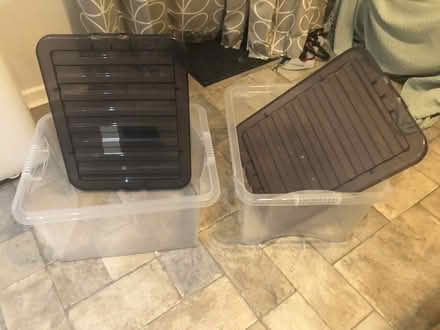 Photo of free Two stackable plastic storage crates with lids (Twyford RG10) #1