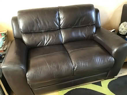 Photo of free Two seater dark brown leather couch free to collect from Fi (Five Oak Green TN12) #3