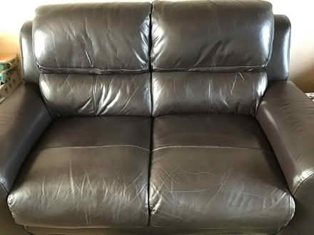 Photo of free Two seater dark brown leather couch free to collect from Fi (Five Oak Green TN12) #1