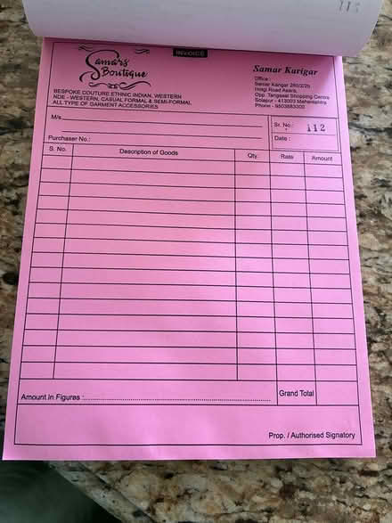 Photo of free invoice book (Winston Churchill and Eglinton) #2