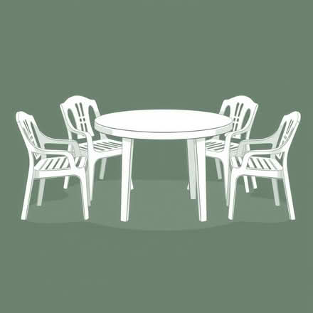 Photo of free White plastic garden table and four chairs (Weston in Gordano BS20) #1