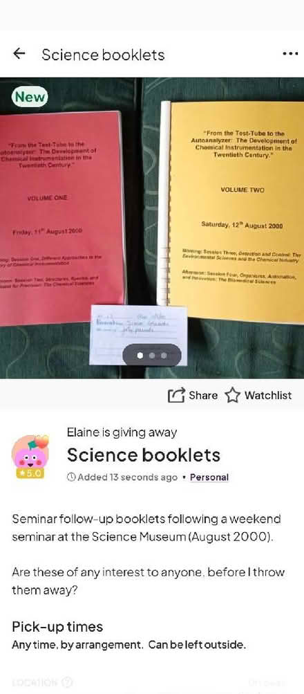 Photo of free Science booklets (Three Bridges RH10) #1