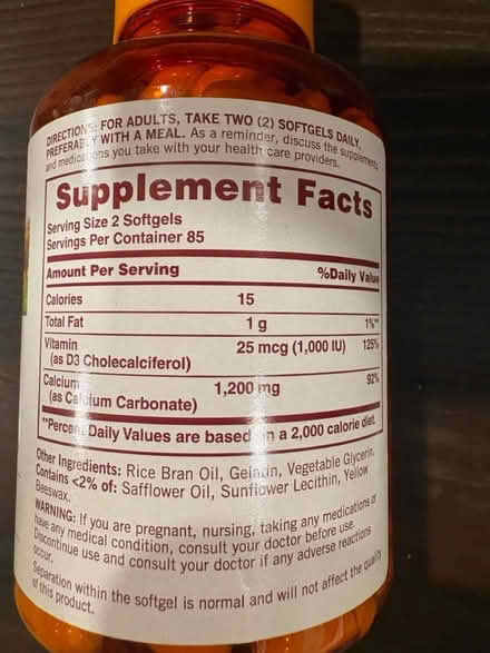 Photo of free 1200 Calcium + 125 D3 X 4 (East Temescal, (off Broadway)) #2