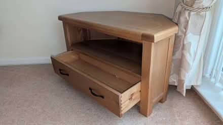 Photo of free Solid oak TV stand with drawer (Crosslee PA6) #1