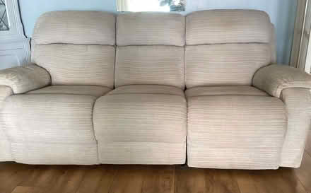 Photo of free 3 seater settee with 2 reclining seats. (South Benfleet SS7) #1