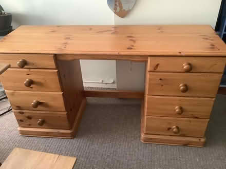 Photo of free Pine desk with eight drawers (Leighton Buzzard LU7) #1
