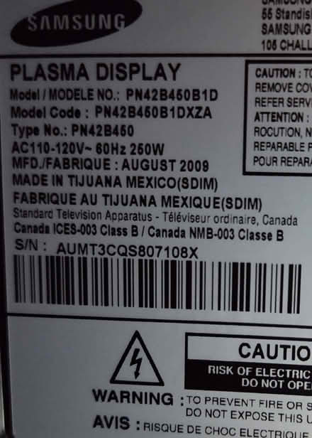 Photo of free Samsung 42" Plasma TV (Capitol Hill) #3