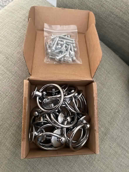 Photo of free Set of 20 chrome drawer pulls (new) (The Fairway, Midhurst GU29) #1