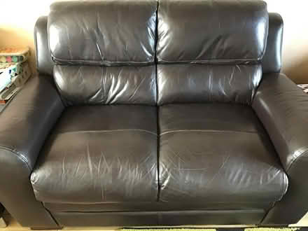 Photo of free Two seater dark brown leather couch free to collect from Fi (Five Oak Green TN12) #2