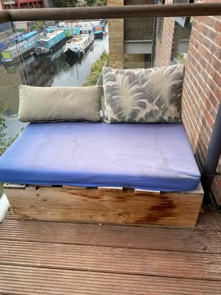Photo of free Outdoor wooden storage seat and cushions (De Beauvoir Town N1) #1