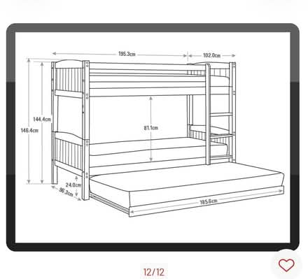 Photo of free White wooden bunk bed with trundle plus 3 mattresses (Balham SW17) #1