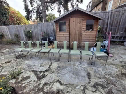 Photo of free 12 Vintage Green Canteen Chairs (Furzedown/Tooting, London SW16) #1