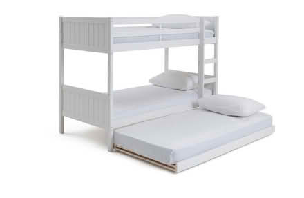 Photo of free White wooden bunk bed with trundle plus 3 mattresses (Balham SW17) #2