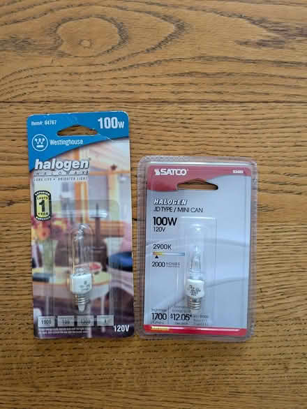 Photo of free Two 100w Halogen Bulbs (W. Hiawatha Trail, Mt Prospect) #1