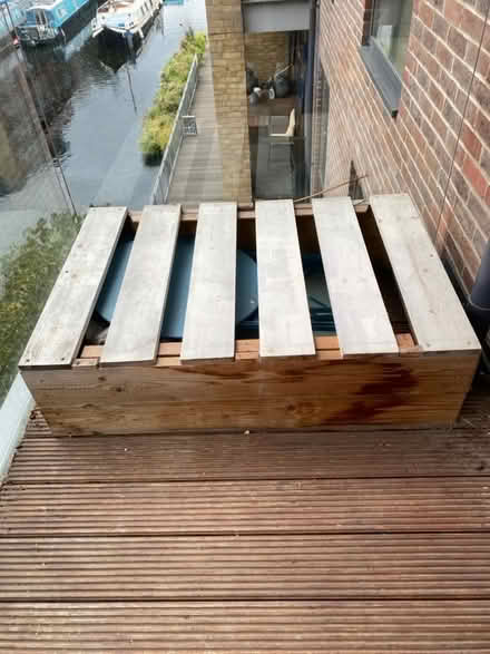 Photo of free Outdoor wooden storage seat and cushions (De Beauvoir Town N1) #2