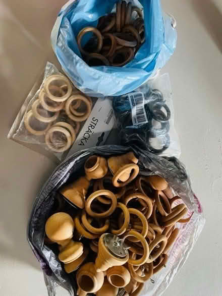Photo of free Wooden curtain poles with fittings, rings and curtain tape (Upper Holloway N19) #3