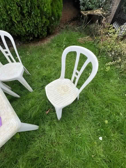 Photo of free Good quality plastic garden table and four chairs (Botley OX2) #4