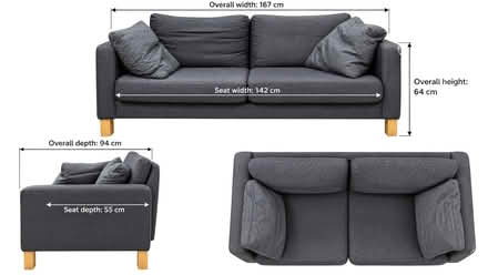 Photo of free Dark Grey 2-Seater Sofa + Matching Footstool (Glebe Farm CB2) #1