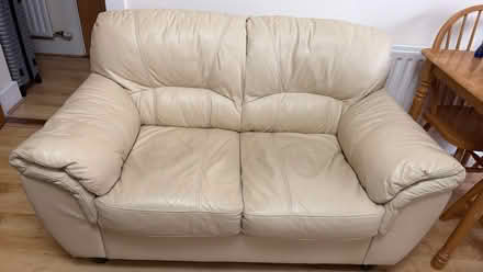 Photo of free 2 Seater cream leather sofa (Mount Merrion) #1