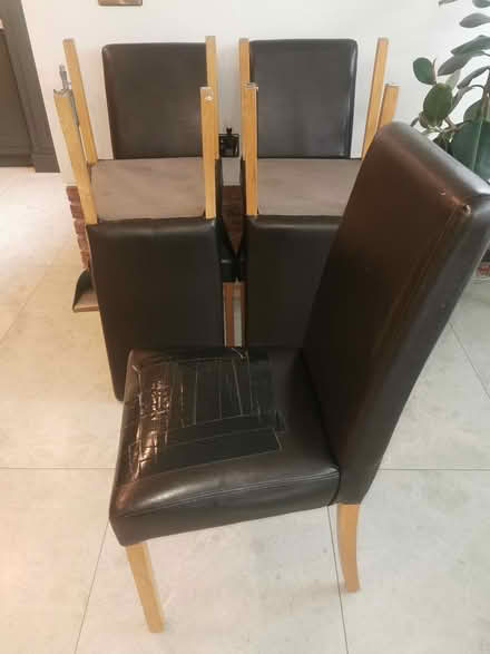 Photo of free 6 faux leather chairs, oak legs (Dooradoyle) #1