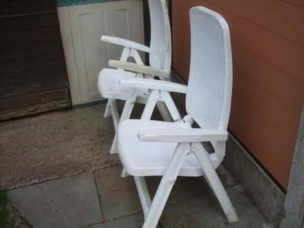 Photo of free Pair of folding white plastic reclining garden chairs (Heath Hayes WS12) #4