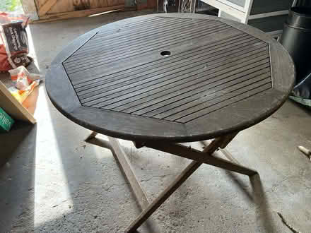 Photo of free Hardwood outdoor table and 4 folding chairs (Guiseley LS20) #2