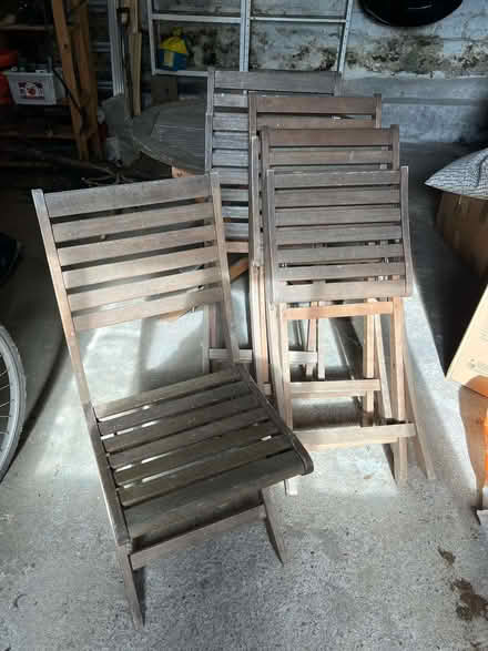 Photo of free Hardwood outdoor table and 4 folding chairs (Guiseley LS20) #3
