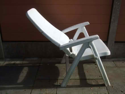 Photo of free Pair of folding white plastic reclining garden chairs (Heath Hayes WS12) #2
