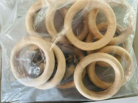 Photo of free natural wood curtain pole with fittings plus more rings (Upper Holloway N19) #3