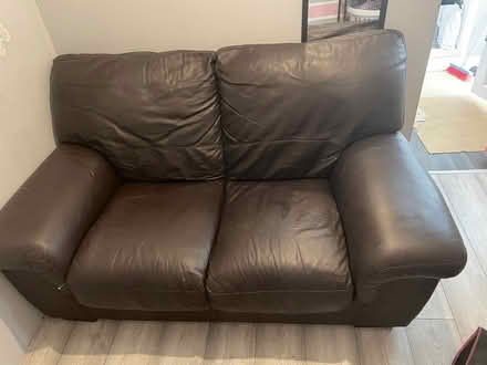 Photo of free Brown leather 2 seater sofa (Swindon SN25) #1