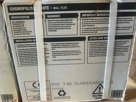 Photo of free 2 boxes of plain white tiles (Wallsend NE28) #3