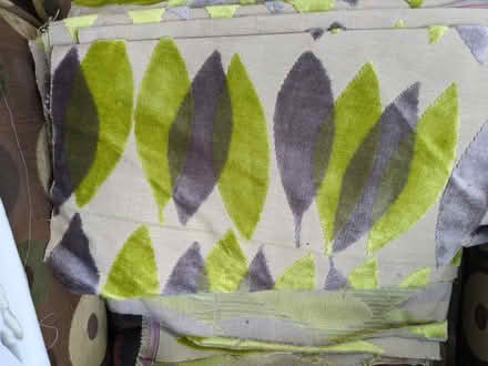 Photo of free Green/grey/cream upholstery fabric (Halton LA2) #1