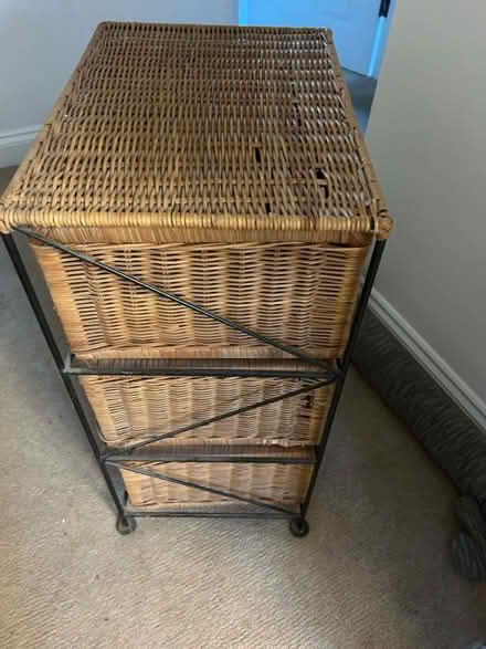 Photo of free Wicker 3 shelf unit (Tunbridge Wells) #3