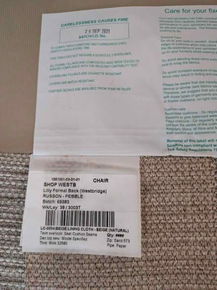 Photo of free Armchair (Broken Cross SK11) #2
