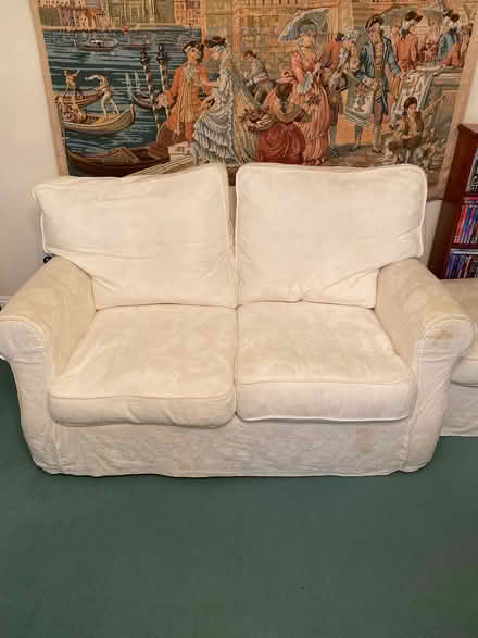 Photo of free White 2 seater sofa and stool (Llangennech SA14) #1